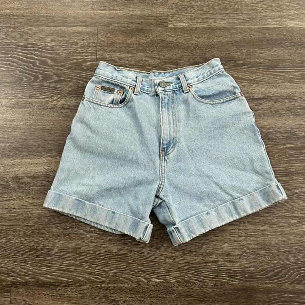 90s Vintage Calvin Klein Jeans High Rise Cuffed Denim Shorts Size 4 USA Cotton